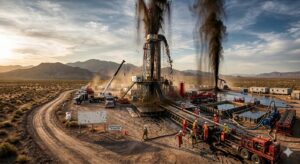 석유의 시추가 이뤄지고 있는 모습